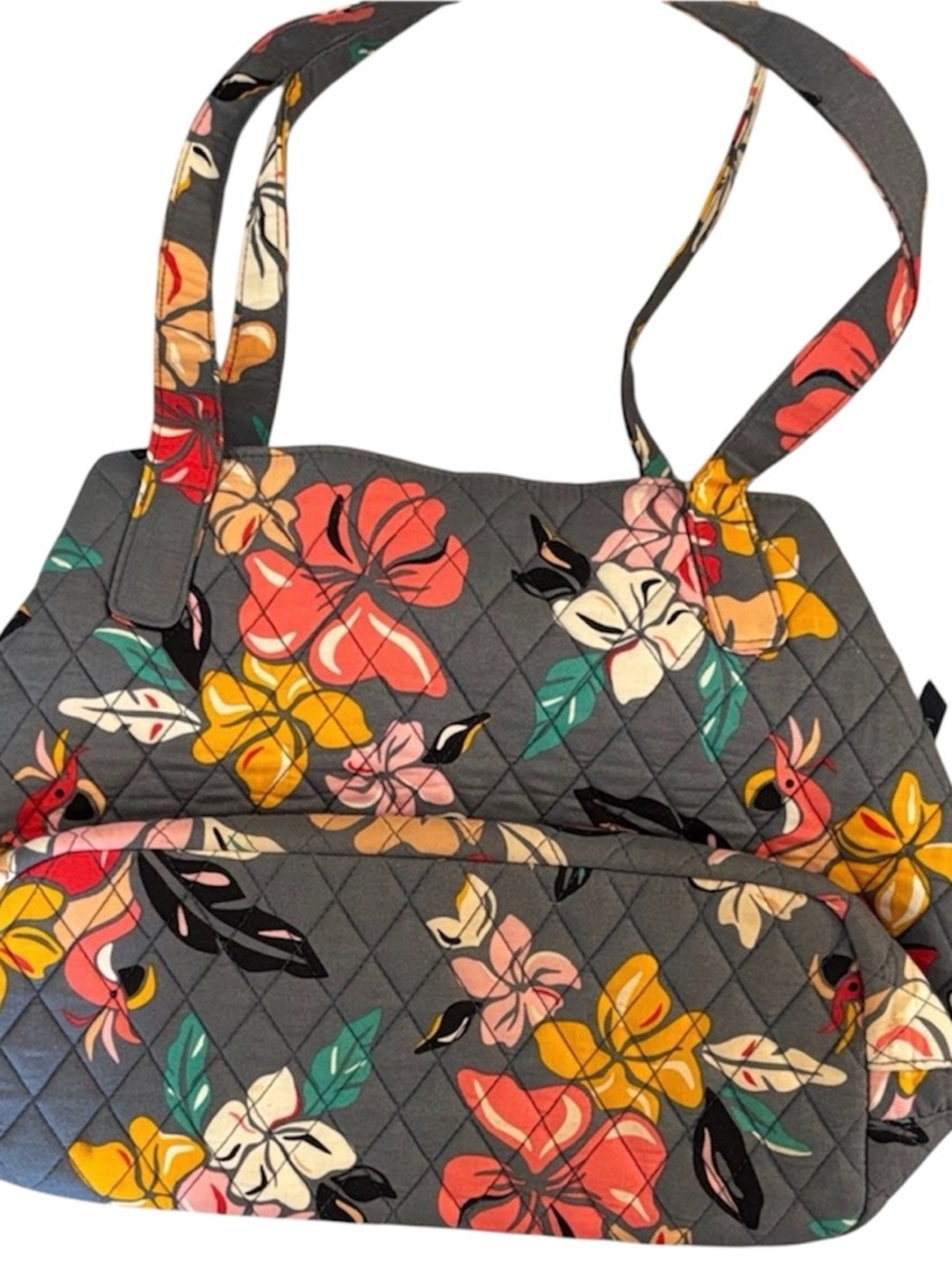 Vera Bradley Floral Shoulder Bag - Gray with Multicolor Flowers - Picture 2 of 6